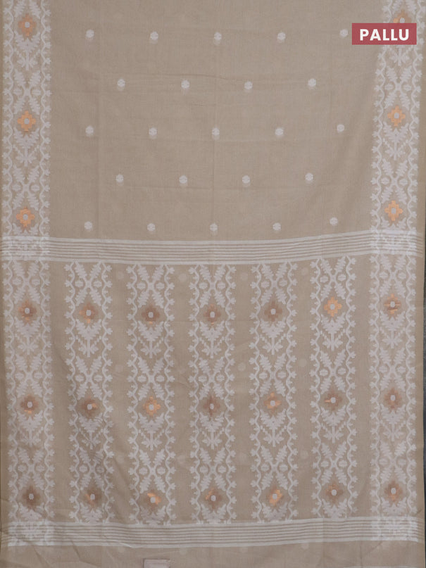 Bengal soft cotton saree sandal with thread woven buttas and thread woven border