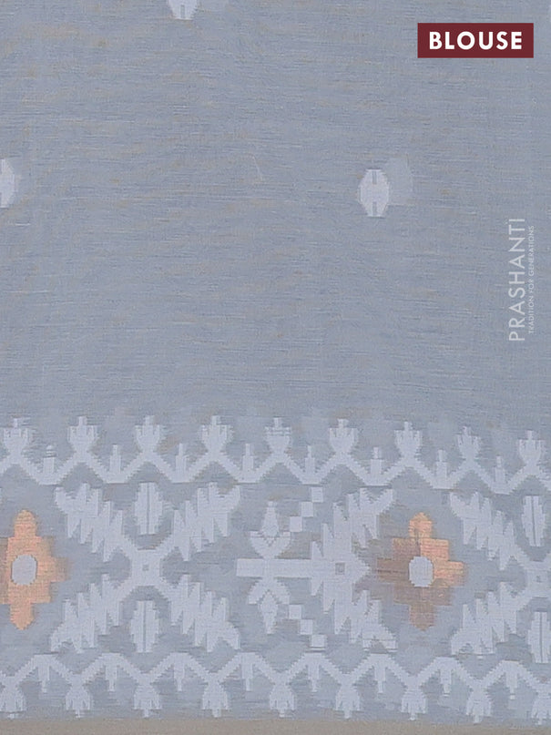Bengal soft cotton saree grey with thread woven buttas and thread woven border