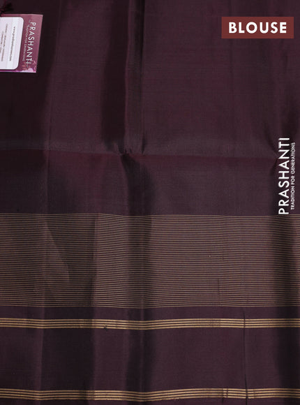 Pure soft silk saree grey and deep wine shade with allover thread woven checked pattern and rettapet zari woven border