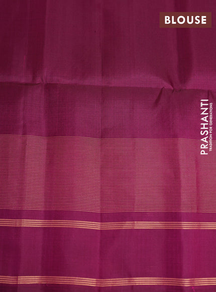 Pure soft silk saree dual shade of pinkish orange and deep wine shade with allover thread woven checked pattern and rettapet zari woven border