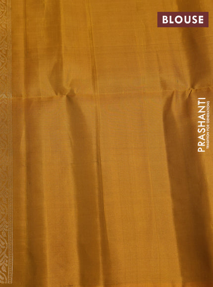 Pure soft silk saree mustard yellow with zari woven buttas and long zari woven butta border