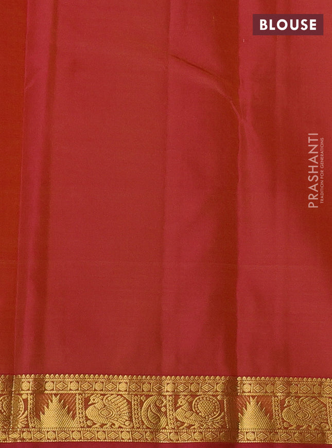 Pure kanchipuram silk saree mustard yellow and pink with zari woven buttas and zari woven border