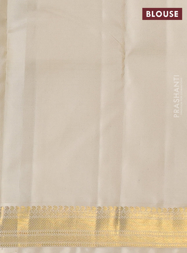 Pure kanchipuram silk saree coffee brown and cream with zari woven buttas and zari woven korvai border