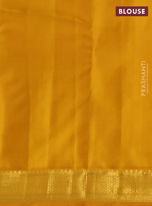 Pure kanchipuram silk saree deep maroon and mustard yellow with zari woven buttas and zari woven korvai border