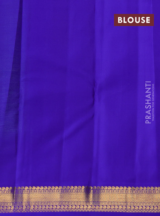 Pure kanchipuram silk saree teal green and royal blue with zari woven buttas and zari woven korvai border