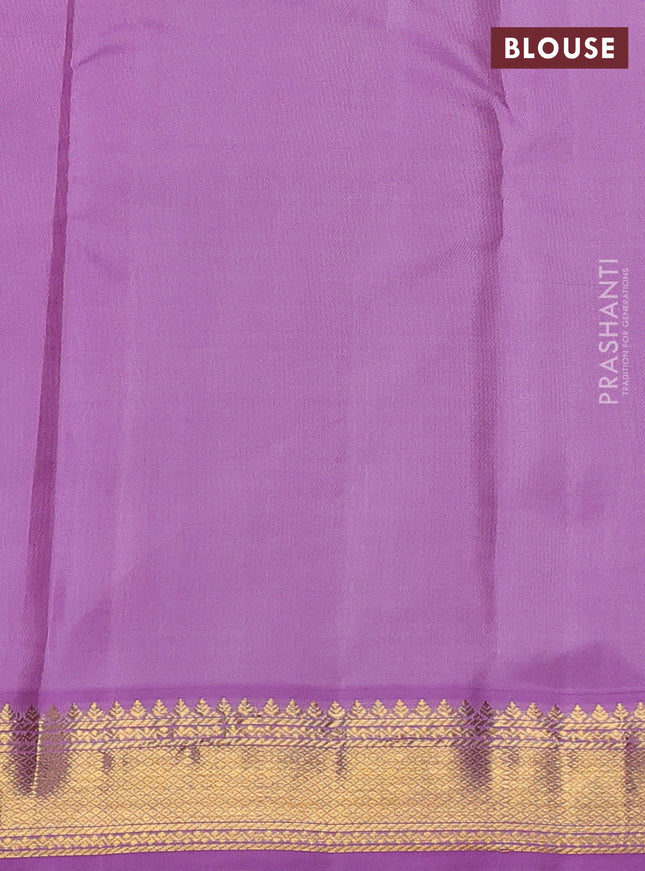 Pure kanchipuram silk saree violet and lavender with zari woven buttas and zari woven korvai border
