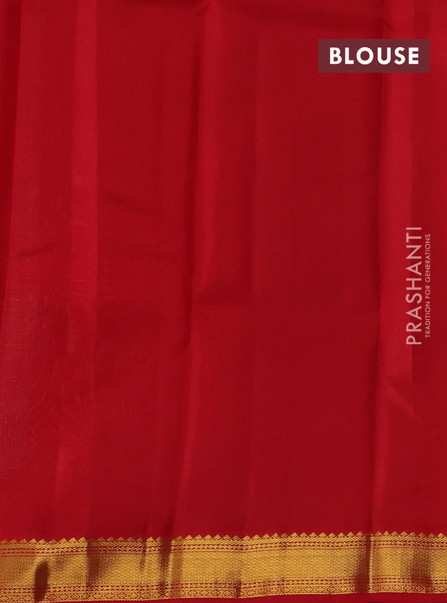 Pure kanchipuram silk saree beige and red with allover checks & buttas and zari woven korvai border