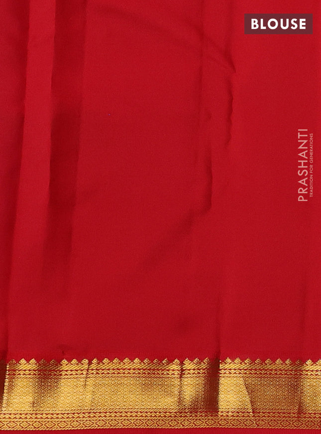 Pure kanchipuram silk saree peacock blue and red with allover checks & buttas and zari woven korvai border