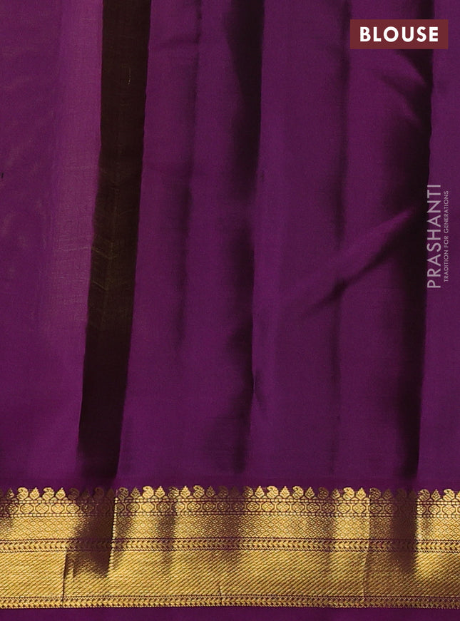 Pure kanchipuram silk saree lime green and purple with zari woven buttas and zari woven korvai border