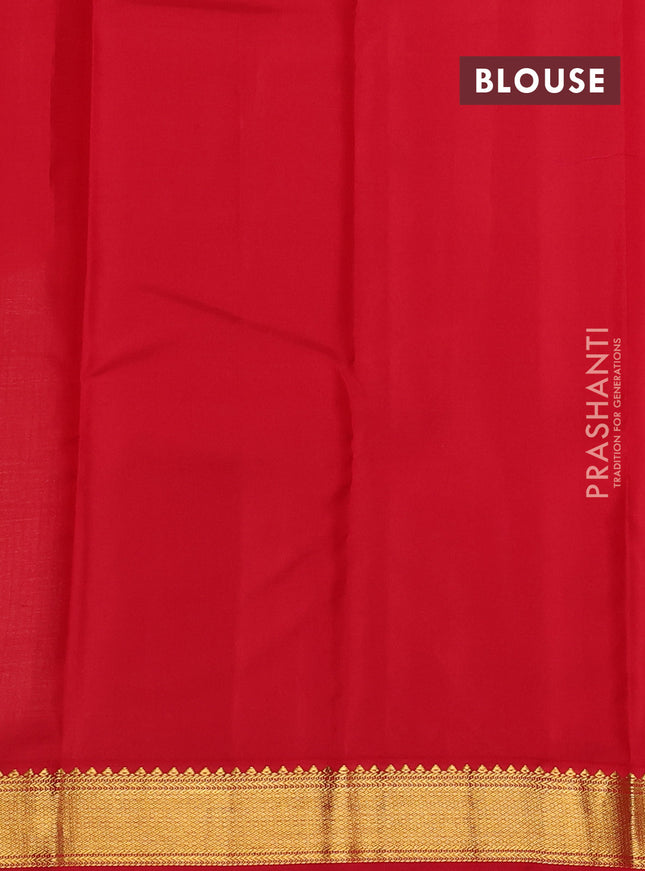 Pure kanchipuram silk saree cream and red with zari woven buttas and zari woven korvai border