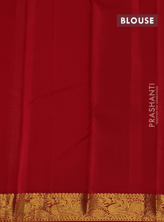 Pure kanchipuram silk saree cream and red with zari woven buttas and annam zari woven korvai border