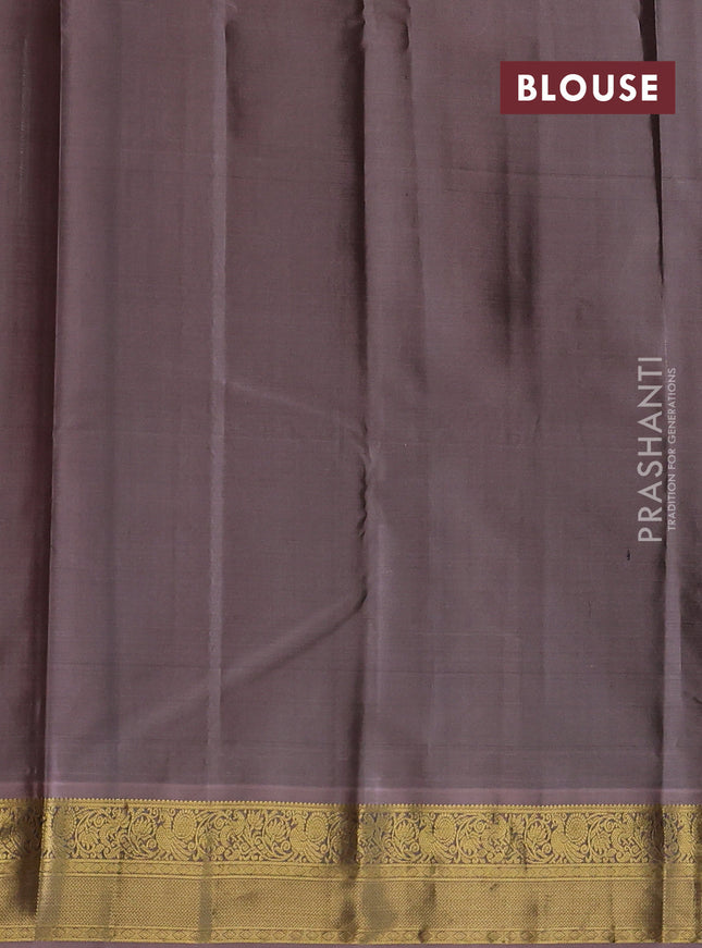 Pure kanchipuram silk saree coffee brown and rosy brown with zari weaves & buttas and zari woven border
