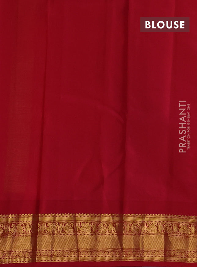 Pure kanchipuram silk saree lime green and red with annam zari woven buttas and temple design zari woven border