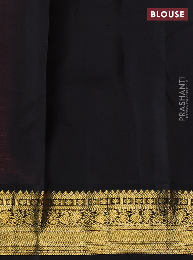 Pure kanchipuram silk saree candy pink and black with zari woven buttas and zari woven korvai border
