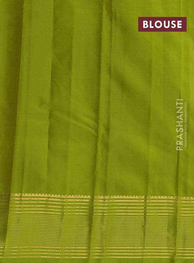 Pure kanchipuram silk saree maroon and lime green with zari woven buttas and zari woven border
