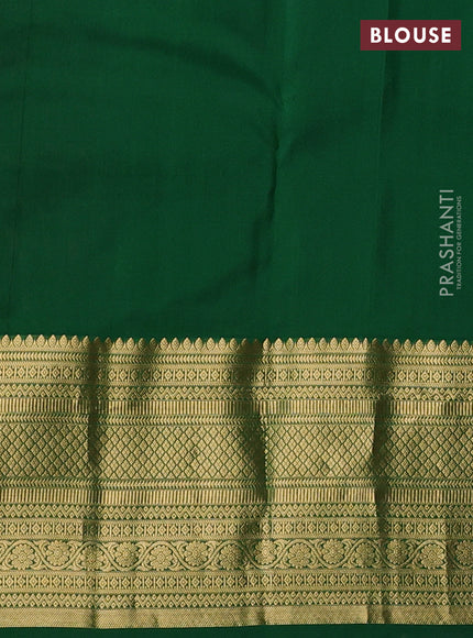 Pure kanchipuram silk saree magenta pink and green with allover zari woven buttas and long zari woven border