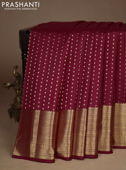 Pure kanchipuram silk saree maroon and green with allover zari woven buttas and long zari woven border