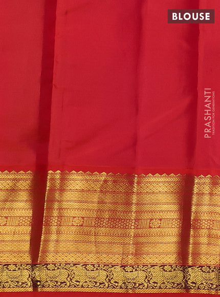 Pure kanchipuram silk saree green with zari woven buttas and ganga jamuna border