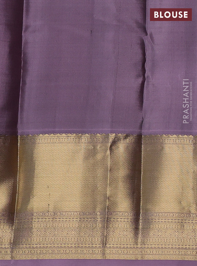 Pure kanchipuram silk saree royal blue and pastel purple with allover small checked pattern and rich zari woven border