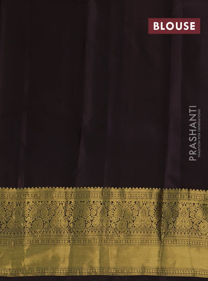 Pure kanchipuram silk saree sap green and coffee brown with allover zari weaves & buttas and zari woven korvai border