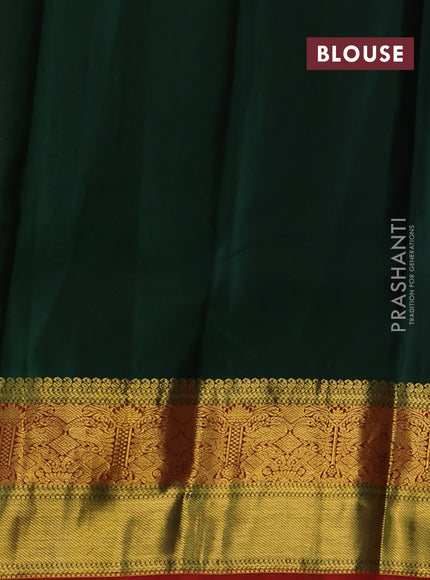 Pure kanchipuram silk saree peach pink and green with zari woven buttas and long zari woven korvai border