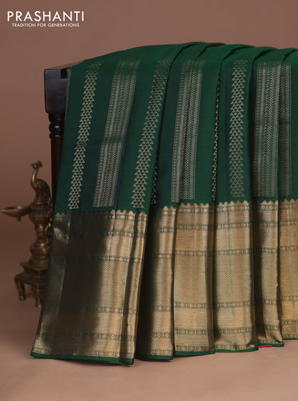 Pure kanchipuram silk saree green and pink with allover zari weaves and long zari woven border