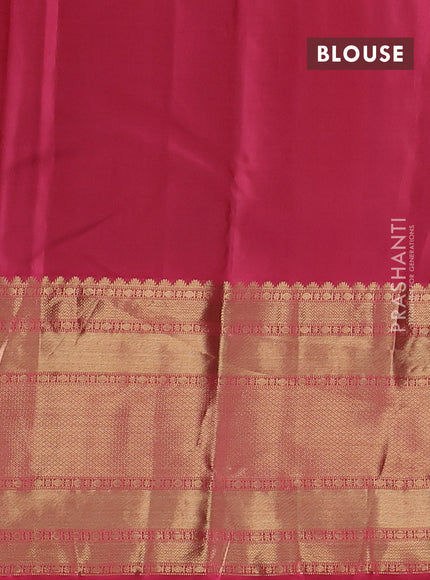 Pure kanchipuram silk saree violet and pink with allover zari weaves and long zari woven border