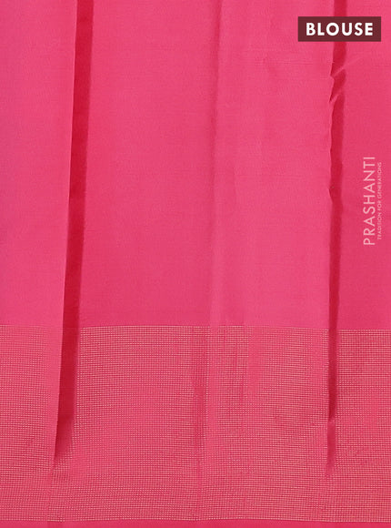 Pure kanchipuram silk saree cs blue and peach pink with zari woven paisley buttas and zari woven border