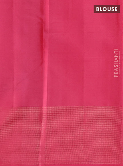 Pure kanchipuram silk saree violet and peach pink with zari woven paisley buttas and zari woven border