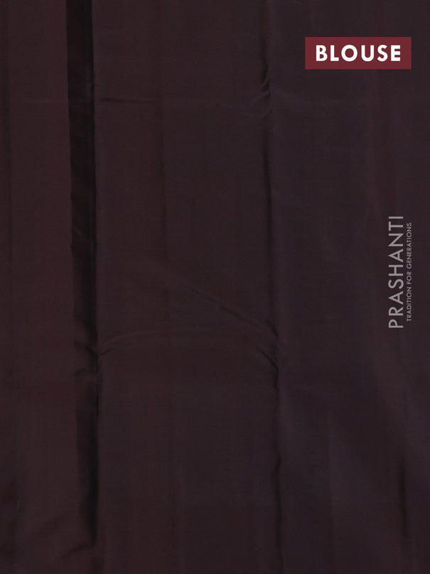 Pure kanchipuram silk saree rust shade and coffee brown with allover zari buttas and paisley zari woven border