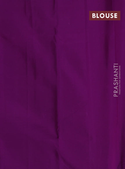 Pure kanchipuram silk saree pista green and purple with allover zari weaves and simple border