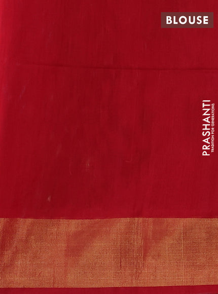 Ikat silk cotton saree navy blue and red with allover ikat weaves and zari woven border