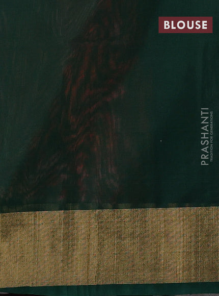 Ikat silk cotton saree pink and green with allover ikat weaves and zari woven border