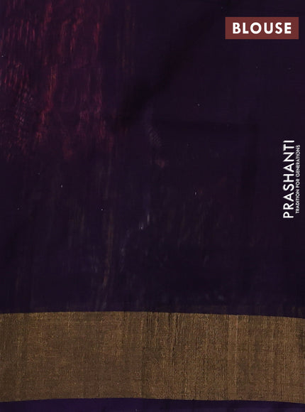 Ikat silk cotton saree pink shade and deep violet with allover ikat weaves and zari woven border