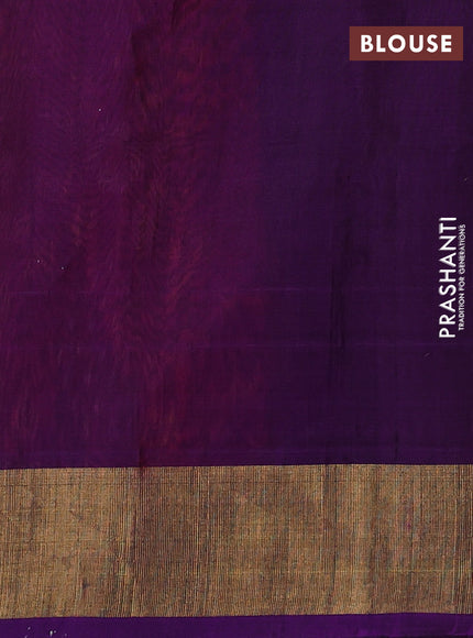 Ikat silk cotton saree red shade and purple with allover ikat weaves and zari woven border