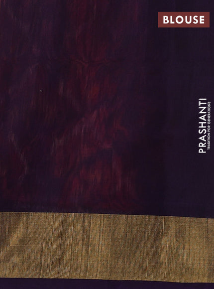 Ikat silk cotton saree red shade and deep violet with allover ikat weaves and zari woven border