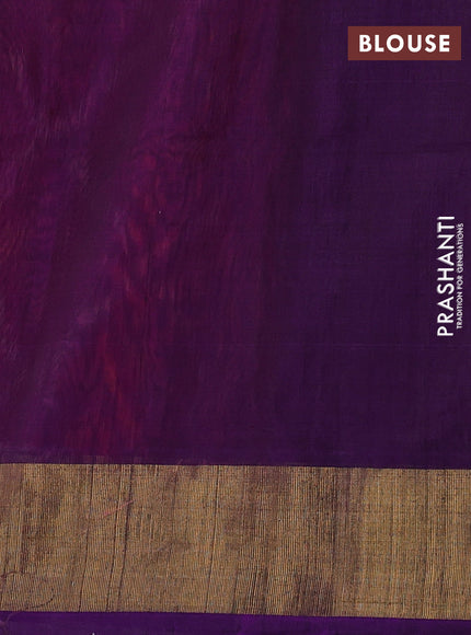 Ikat silk cotton saree pink and purple with allover ikat weaves and zari woven border
