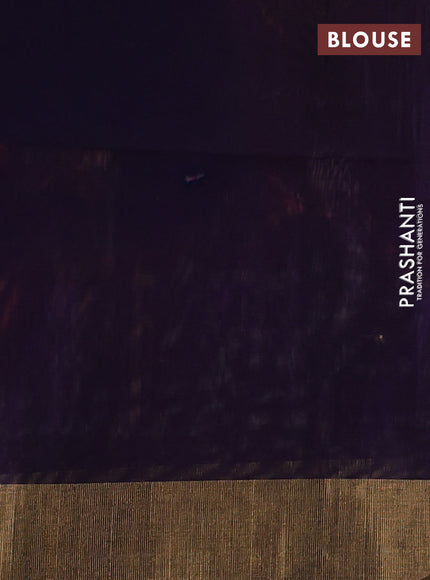Ikat silk cotton saree peach shade and deep violet with allover ikat weaves and zari woven border
