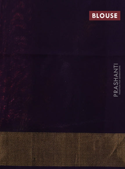 Ikat silk cotton saree red shade and deep violet with allover ikat weaves and zari woven border