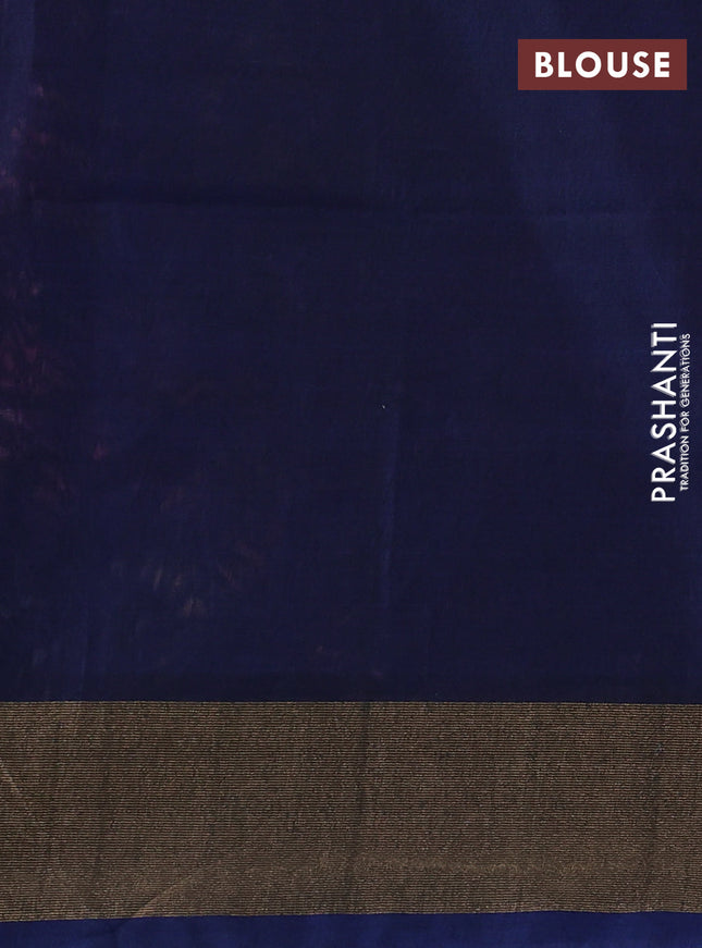 Ikat silk cotton saree pink and dark blue with allover ikat weaves and zari woven border