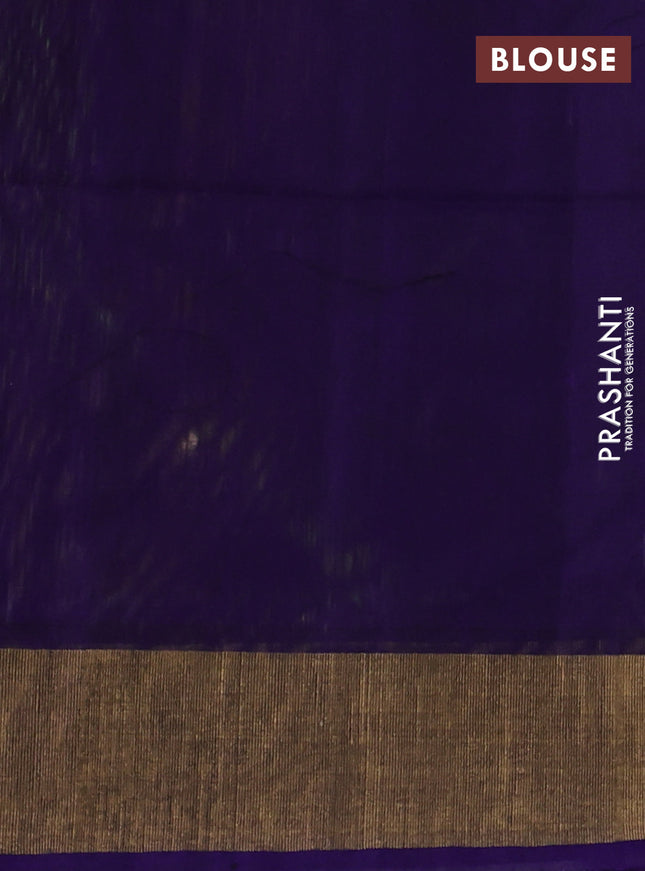 Ikat silk cotton saree green and violet with allover ikat weaves and zari woven border