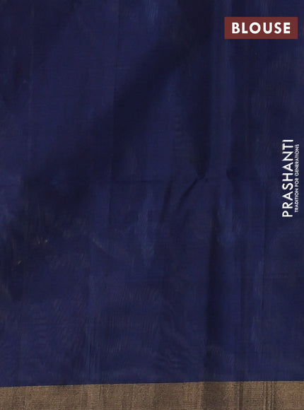 Ikat silk cotton saree cream sap green and peacock blue with allover ikat weaves and zari woven border