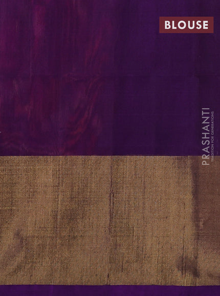 Ikat silk cotton saree red shade and purple with allover ikat weaves and long zari woven ikat border