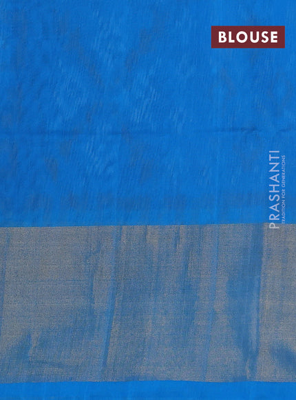 Ikat silk cotton saree dark blue and cs blue with allover ikat weaves and long zari woven ikat border