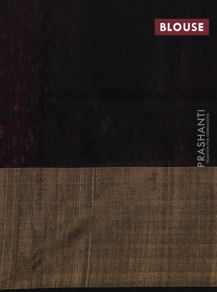 Ikat silk cotton saree pink and deep coffee brown with allover ikat weaves and long zari woven ikat border