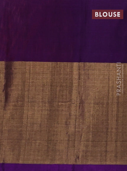 Ikat silk cotton saree pink shade and purple with allover ikat weaves and long zari woven ikat border