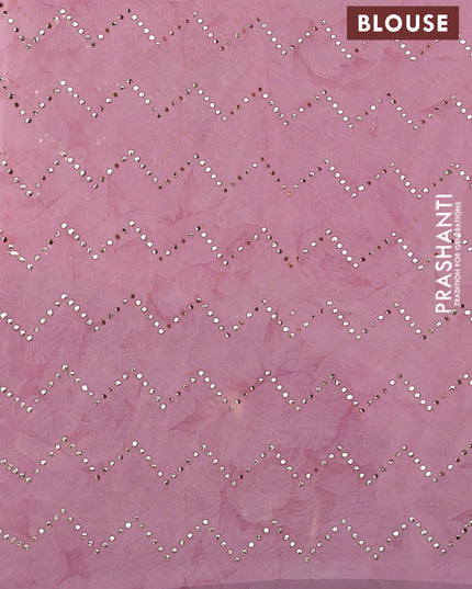 Georgette saree pale orange and mild peach pink with allover floral digital prints & gold stone work
