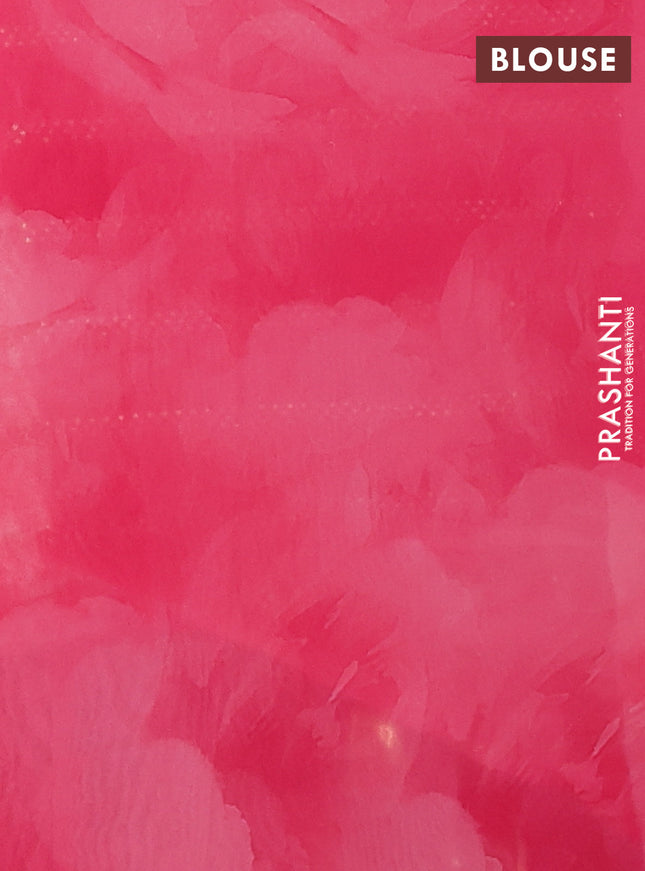 Georgette saree peach pink and pink with allover floral digital prints & gold stone work