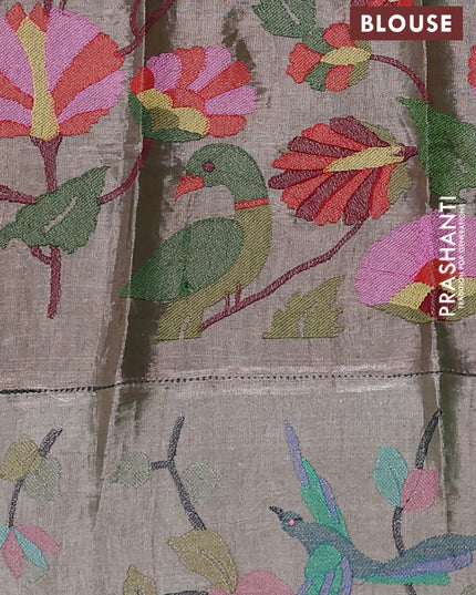 Organza silk saree teal green with plain body and embroidery border