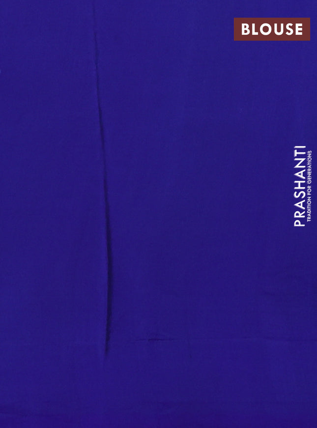 Pure soft silk saree blue with thread woven buttas in borderless style